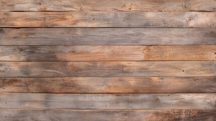 Rustic Horizontal Wooden Planks, Weathered Wood Texture, Distressed Brown Timber Panels, Minimalist Background, Copy Space for Text, Natural Material, Warm Tones, Indoor Decor

