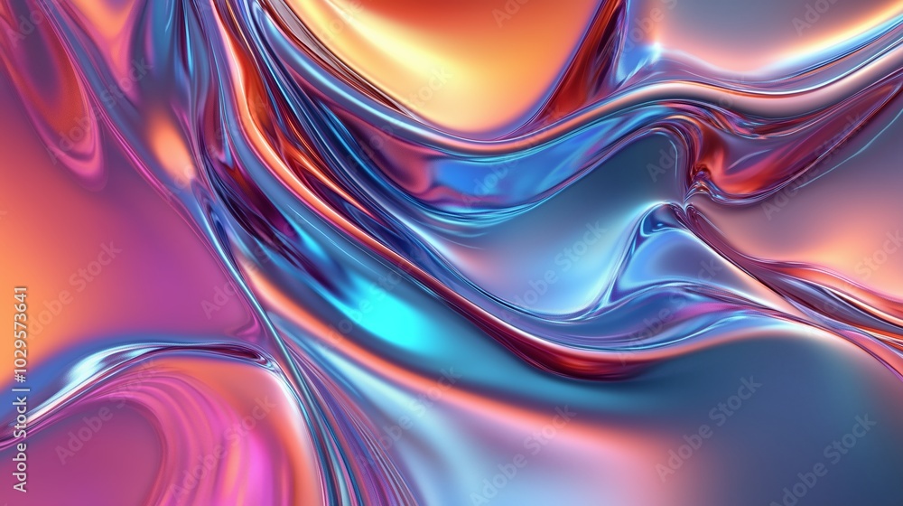 Poster vibrant waves of colorful fluid blends create a mesmerizing abstract texture in a soft lighting arra