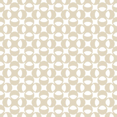 Abstract floral geometric seamless pattern. Simple minimal vector gold and white ornament in asian style. Golden background texture with floral silhouettes, leaves, curved shapes. Repeating design