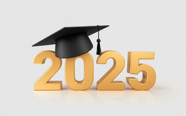 Gold 2025 Graduation Cap Concept   New Year Celebration