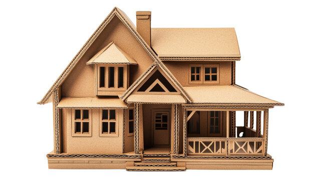 Intricate cardboard model of a charming house showcasing architectural details and craftsmanship. Perfect for design and art concepts.