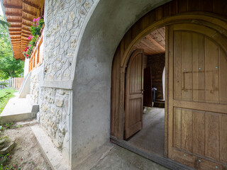 The entrance to Lepsa Monastery, Vrancea County, Romania