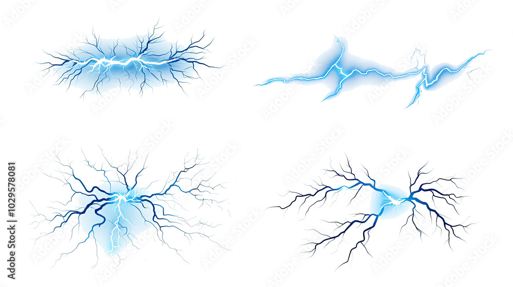 Aufkleber collection of vector lightning designs on a white background generative ai
