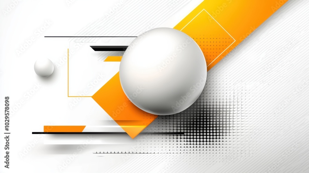 Poster abstract composition with shapes and lines in orange