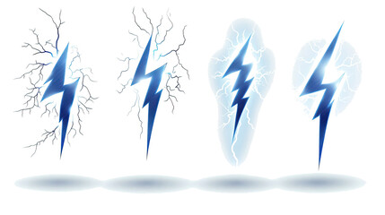 Obraz premium Collection of Vector Lightning Illustrations on a White Background Generative AI