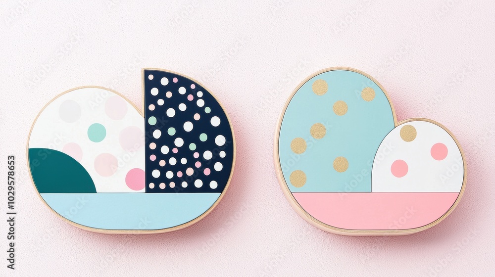 Poster abstract shapes with playful colors and patterns