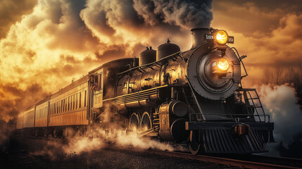 Obraz premium vector illustration of a vintage steam train