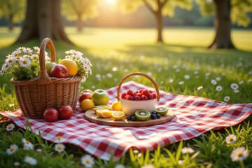 Having a delightful picnic in the park on a sunny day