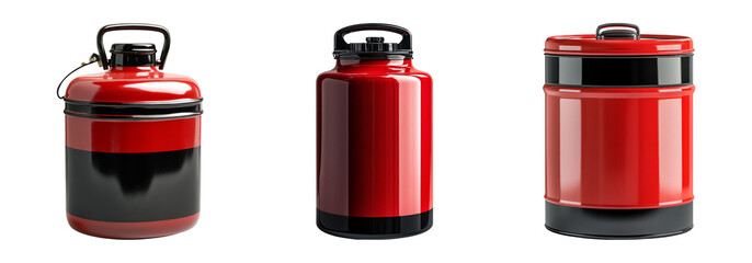 Red Storage Containers on Transparent Background