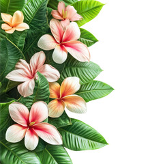 Obraz premium Tropical Flowers and Leaves on Transparent Background