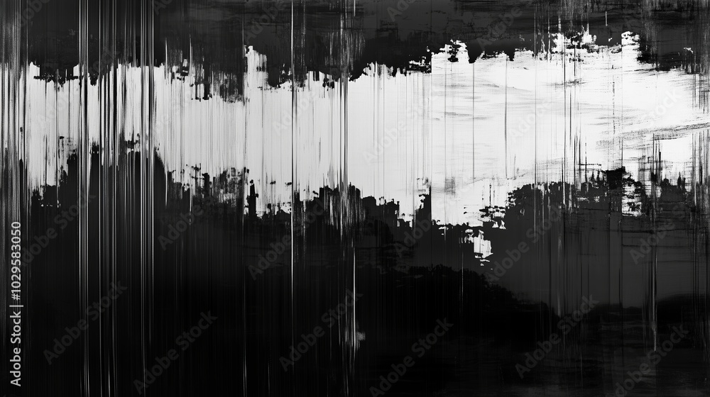 Poster abstract black and white painting with expressive brush strokes and dynamic textures created in a mo