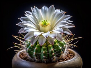 Stunning Bloom of Gymnocalycium Mihanovichii Cactus Flower on Black Background for Garden Inspiration