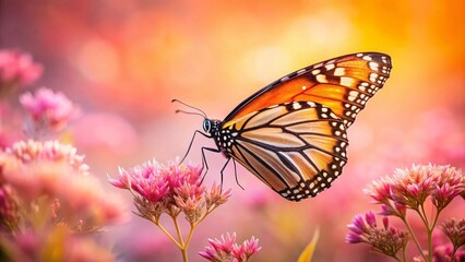 Stunning Butterfly on Pink Background - High Depth of Field Photography