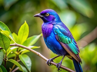 Fototapeta premium Stunning Candid Photography of Rare Purple Bird Species in Natural Habitat