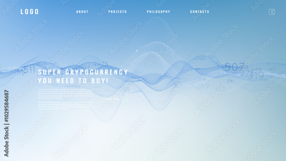 Poster landing page abstract design with big data. template for website or app.