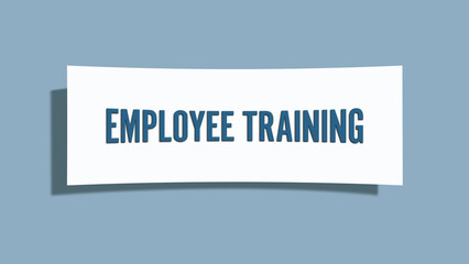 Employee Training. A card isolated on blue background.
