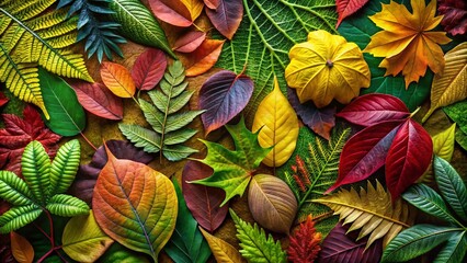 Stunning Drone Photography of Leaf Cliparts in Vibrant Colors for Nature Lovers and Designers