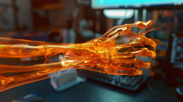 Barton's Fracture: The Wrist Pain and Swelling - Visualize a person with a highlighted distal radius fracture and intra-articular involvement, experiencing wrist pain and swelling