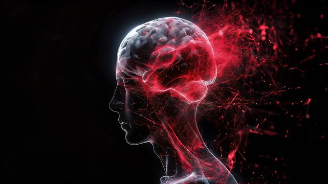Stroke: The Sudden Weakness and Speech Difficulty - Visualize a person with highlighted brain showing ischemia, experiencing sudden weakness and difficulty with speech