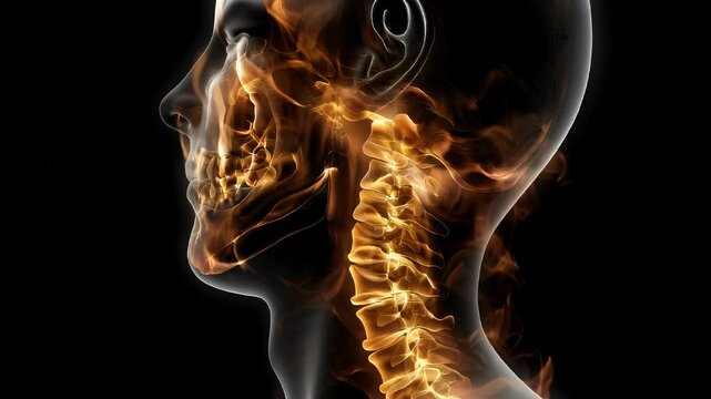 Odontoid Fracture: The Neck Pain and Limited Neck Movement - Visualize a person with a highlighted odontoid process, experiencing neck pain and limited movement