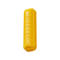 I. Yellow volumetric letter I with a glossy texture. Letter in the form of a balloon isolated on a transparent background. PNG 3D render. Letter of the Latin alphabet.