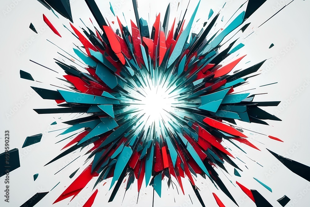 Poster radial explosion of color and lines with a burst effect, striking abstract graphic in a modern style