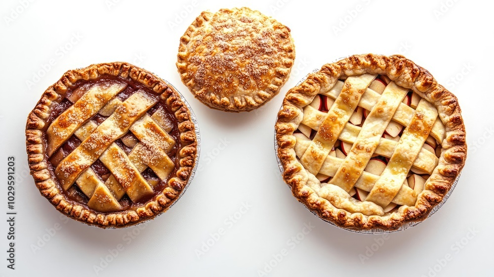 Poster homemade apple pies cooling on a countertop after baking generative ai
