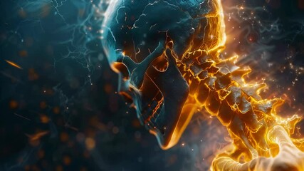 Osteoporosis: The Bone Fractures and Loss of Height - Imagine a person with highlighted bones showing density loss, experiencing bone fractures and loss of height