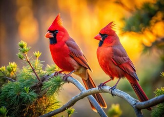 Stunning Male Cardinals in Their Natural Habitat - Close-Up Documentary Photography