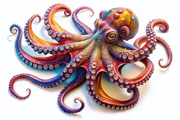 Obraz premium Stunning Octopus on White Isolated Background for Marine Life Photography