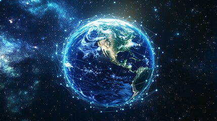 Earth Surrounded by a Network of Luminous Lines and Nodes in Outer Space