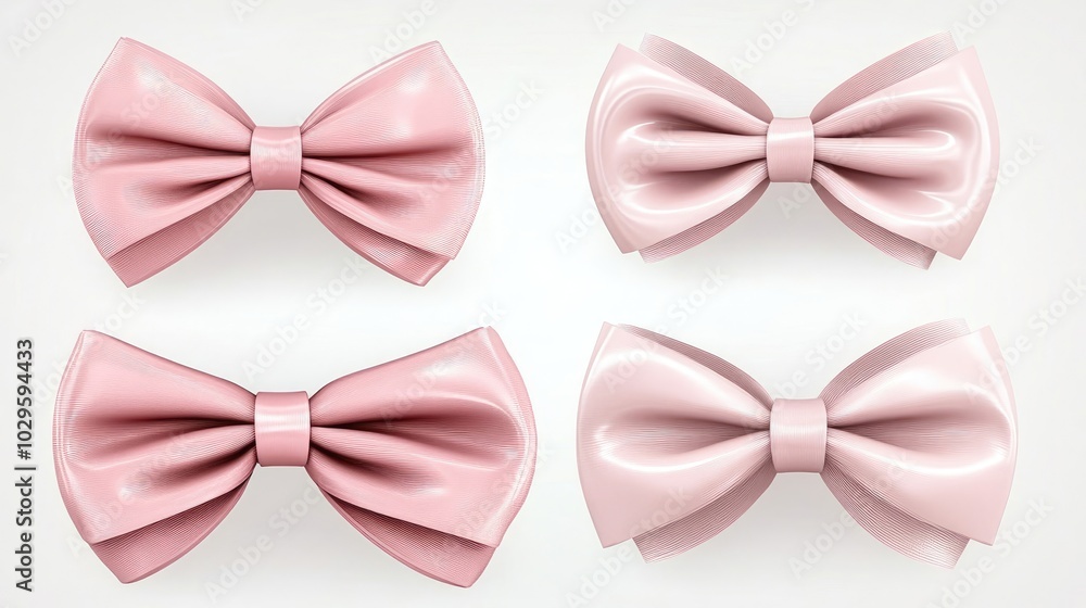 Aufkleber various styles of elegant pink bows displayed on a light background generative ai
