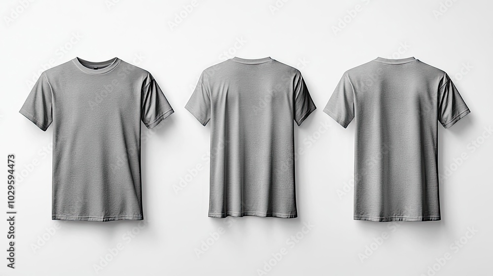 Poster plain gray t-shirt mockup template showing front and back views generative ai