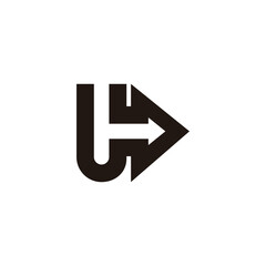 letter u right arrow simple geometric line logo vector