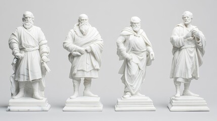 Marble Statues of Fictional Philosophers in Classic Poses Generative AI