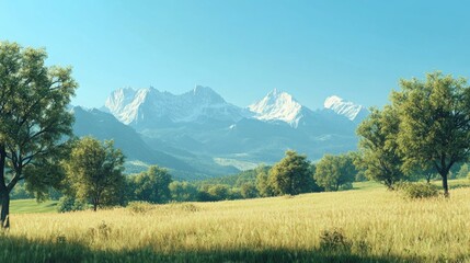 Fototapeta premium Serene Mountain Valley