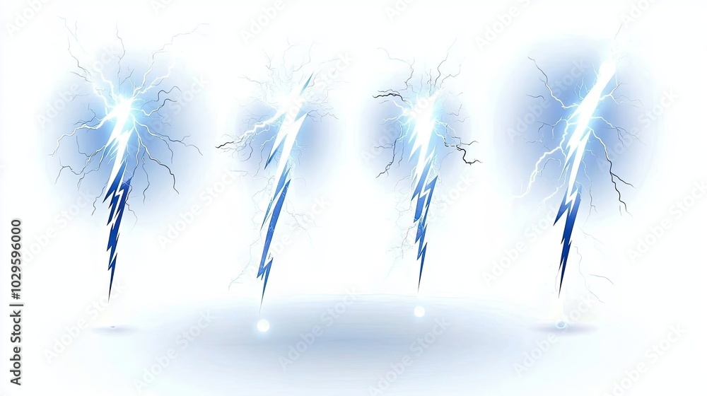 Aufkleber vector illustration of lightning bolts striking in a vibrant display generative ai