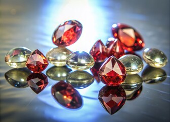 Stunning Silhouette of PNG Red Gemstones on White Background for Gemstone Lovers