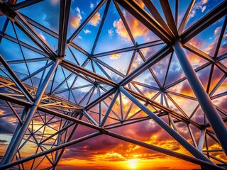 Stunning Silhouette Photography of Metal Truss Structures at Sunset