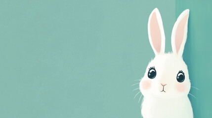 Obraz premium Cute White Bunny with Big Eyes - Adorable Animal Illustration