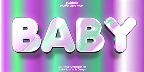 Baby  Vector Text Effect Editable Alphabet  Pink Child Fun Newborn Kid