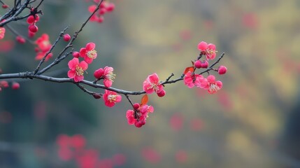 Spring branch with pink blossoms