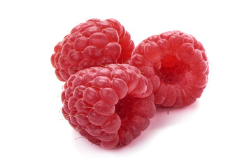 Fresh raspberries, isolated on white background.