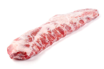 Raw pork ribs, isolated on white background.