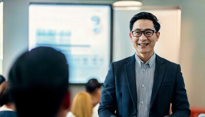 セミナーで講師をする男性