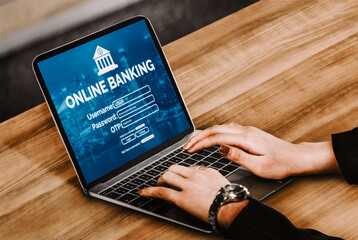 Online Banking for Digital Money Technology Concept. Graphic interface showing money transfer on...