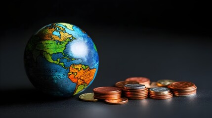 Inspiring Composition of Globe and Coins Arrangement