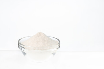 Baking soda in bowl - Healthy food. white background