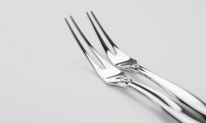 Shiny stainless steel fork, white background, 4K hyperrealistic photo