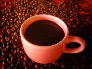 Roasted Robusta Arabica coffee beans ready to be ground